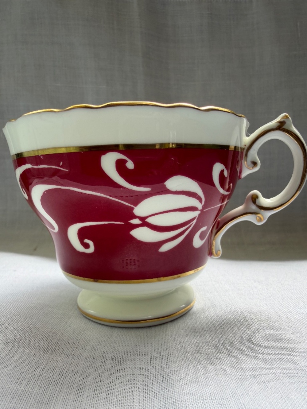 Cauldron Bone China Red, White and Gold tea cup